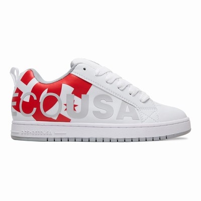 DC Court Graffik Men's Red/White/Grey Sneakers Australia AYE-718